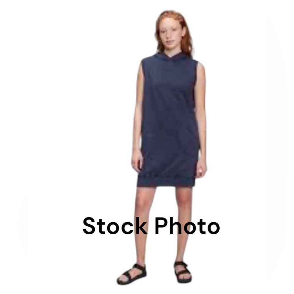 EUC Gap Tee Sweats Sleeveless Hoodie Dress oversized comfy cutie Navy sz SM Tall